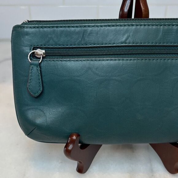 Coach Embossed Signature Logo Leather XL Wristlet Clutch Bag HTF - Picture 5 of 16